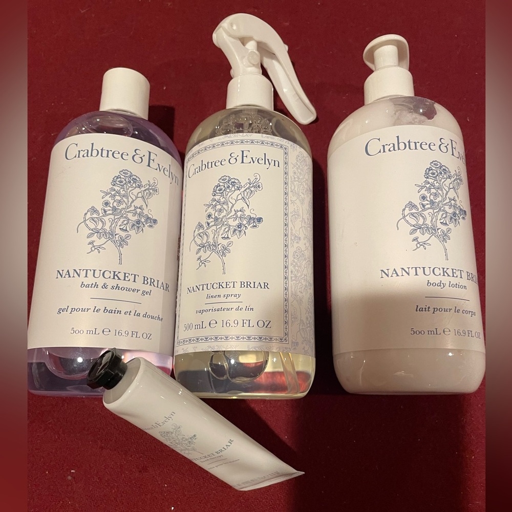 Crabtree & Evelyn, Nantucket Briar. Bath Shower Gel, Body Lotion, Linen Spray +